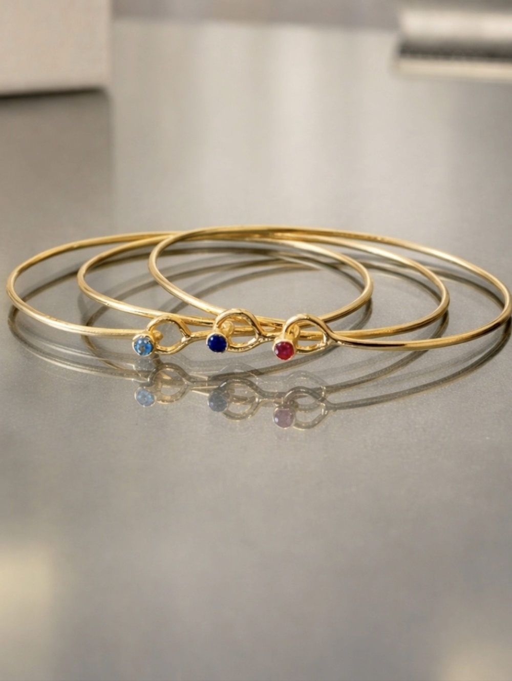 24k gold plated minimalist cuff bracelet ruby red stone open adjustable handmade